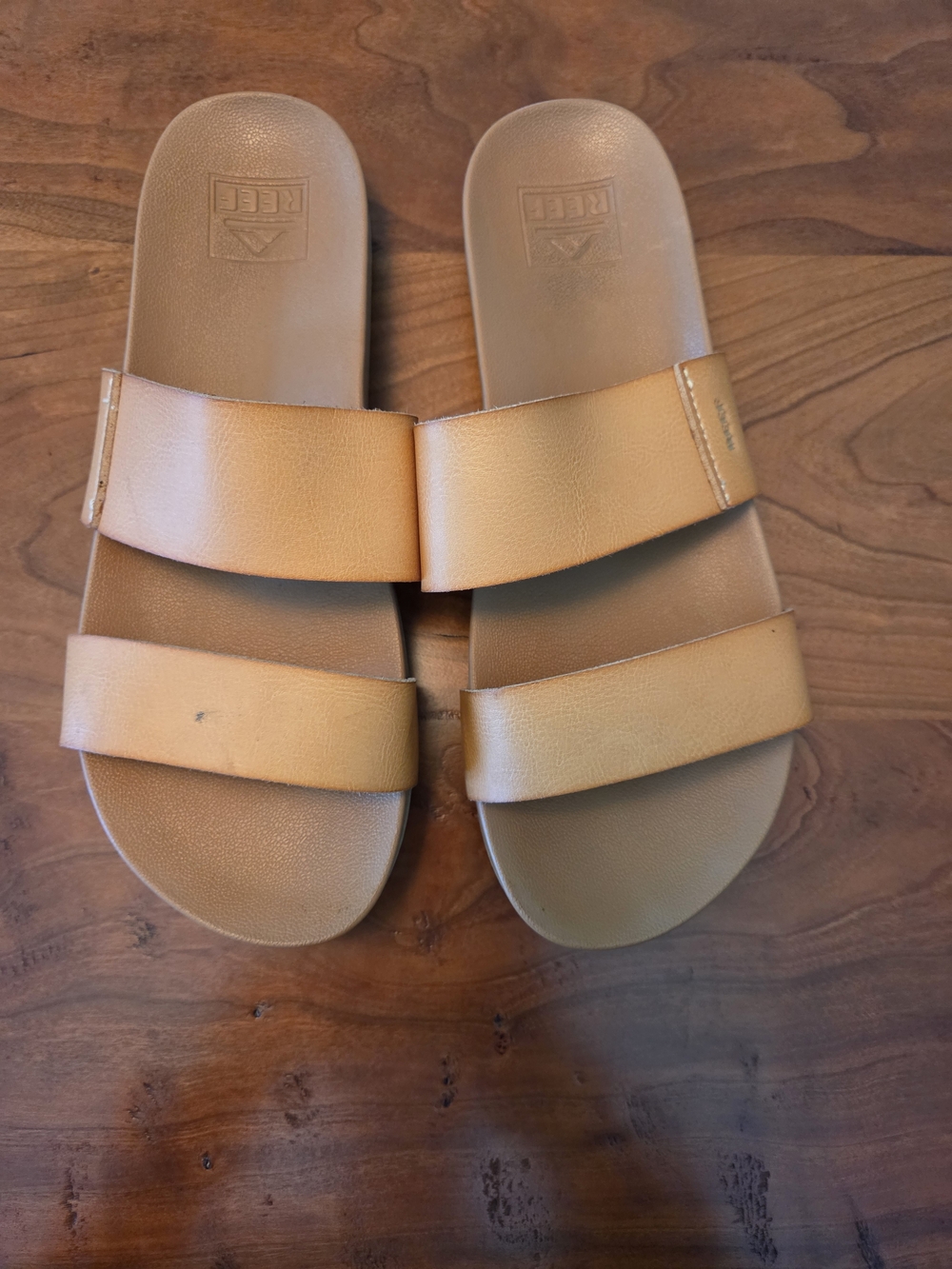 Reef Woman'sLight Brown Double-Strap Slide Sandals
